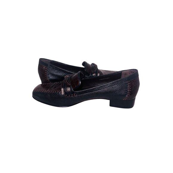 Brighton Brown Kent Loafers 7.5 Brown Black Croc Embossed Leather Slip-On Shoes - Picture 11 of 11